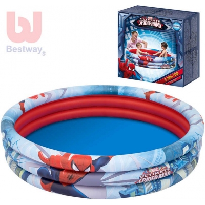 BESTWAY Bazén dětský nafukovací Spiderman kulatý 152cm 3 prstence 98006