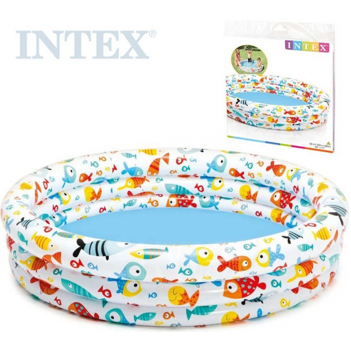 INTEX Bazén dětský nafukovací s rybičkami kulatý 132x28cm bílý 59431