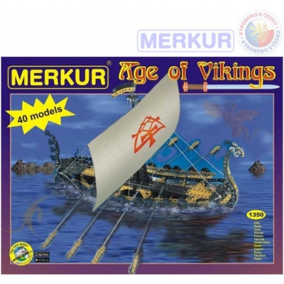 MERKUR Age of Vikings 40 modelů 1350 dílků KOVOVÁ STAVEBNICE
