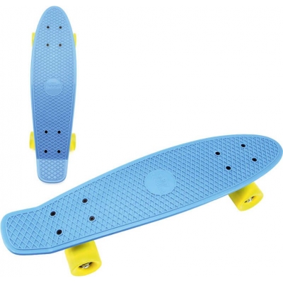Skateboard dětský pennyboard modrý 60cm kovové osy žlutá kola