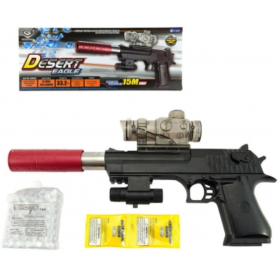Pistole Desert Eagle 33cm na vodní kuličky a náboje na baterie Světlo