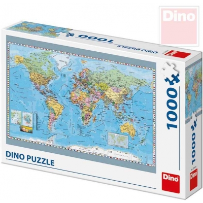 DINO Puzzle 1000 dílků Politická mapa světa 66x47cm skládačka v krabici