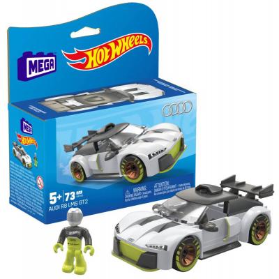 MEGA CONSTRUX Audi R8 závoďák Hot Wheels 73 dílků s figurkou STAVEBNICE