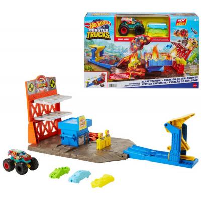 HASBRO HOT WHEELS Monster Trucks Výbušná stanice herní set s autíčkem