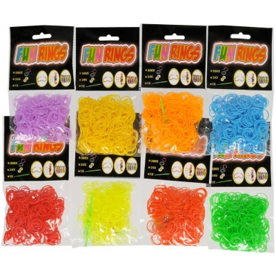 UDĚLEJ SI NÁRAMEK Gumičky LOOM BANDS 300ks set s nástrojem jednobarevné