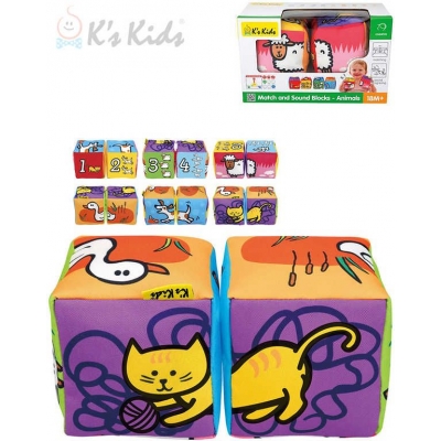 K´S KIDS Baby soft kostky textilní 2ks zvířátka počítání na baterie Zvuk