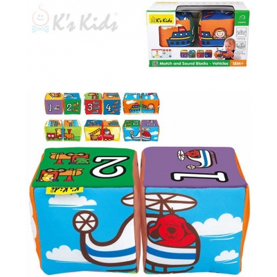 K´S KIDS Baby soft kostky textilní 2ks autíčka počítání na baterie Zvuk