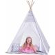 WOODY Stan dětský indiánský 124x170x124cm set bílé TeePee + polštářek 2ks