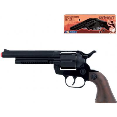 Dětská kapslovka kovbojský revolver kovový černý 12 ran na kapsle